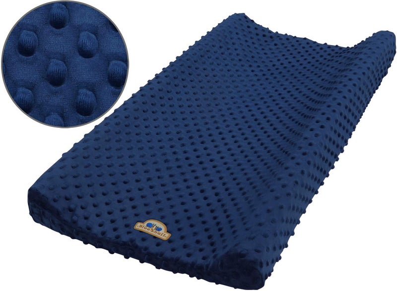 BlueSnail Ultra Soft Minky Dot Changing Pad Cover 2 Pack (Gray+Navy, 2 Pack) - Image 2
